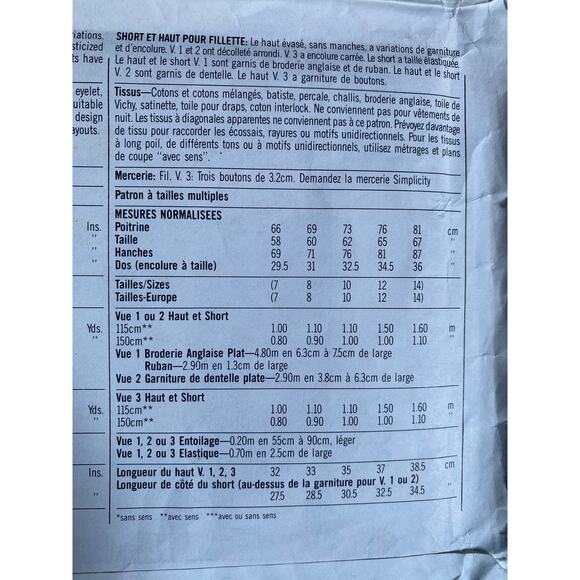 Simplicity 7300 Sewing pattern girls tank top shorts 1990s size 7-14 - Picture 5 of 5